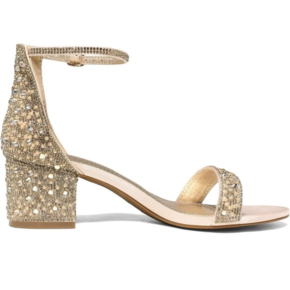 Dream Pairs Gold Rhinestone Low Block Heel - Picture 3 of 3